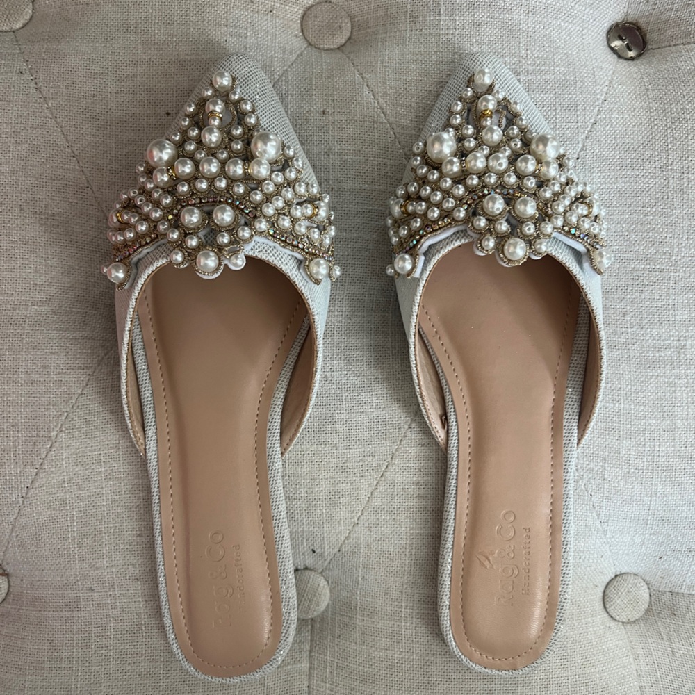 Rag & Co-Astre Pearl Embellished Mules